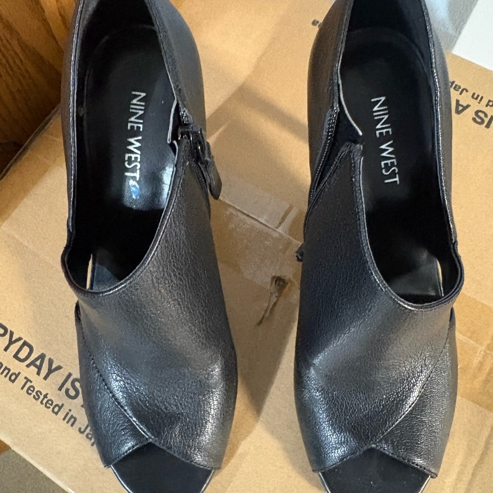 Nine West Black Peep-Toe Heeled Boots 8